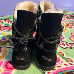 Koolaburra Black Suede Shearling Lace-Up Winter Boots